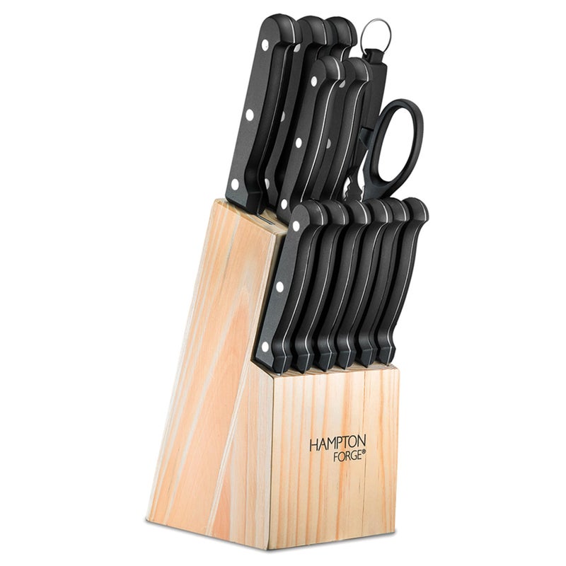 Hampton Forge Cutlery Block Set / Natural Block New (14 Piece) - Image 1